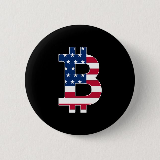 US-Flagge Bitcoin-Bitcoin-Cryptowährung-Blockchain Button (Vorderseite)