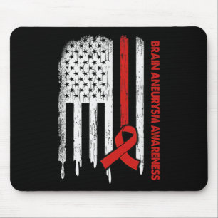 US-Flagge Burgund Ribbon Brain Aneurysm Bewusstsei Mousepad