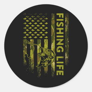 US-Flagge Camouflage Fishing Life Runder Aufkleber