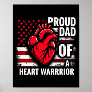 Us-Flagge CHD-Bewusstsein Stolzer Vater eines Herz Poster