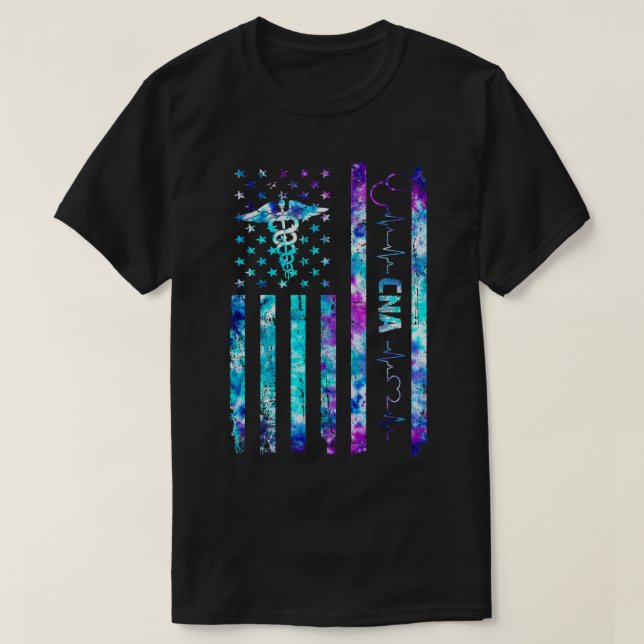 US-Flagge CNA-Gefärbte Krawatte Niedlich zertifizi T-Shirt (Design vorne)