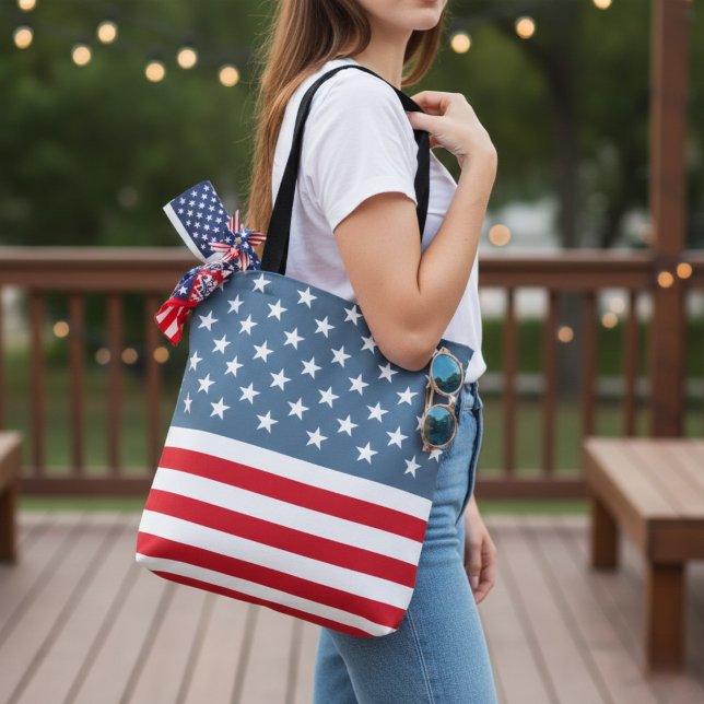 US Flagge der amerikanischen Flagge - Patriotik Tasche (American Flag Stars and Stripes Patriotic Tote Bag)
