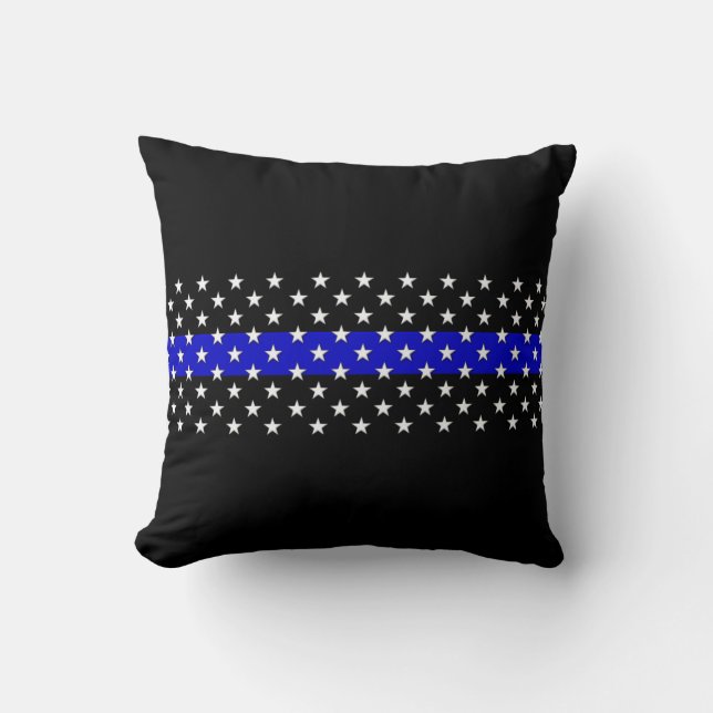 US Flagge der Polizei in Thin Blue Line Kissen (Vorderseite)