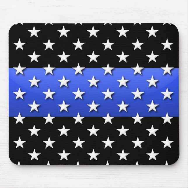 US Flagge der Polizei in Thin Blue Line Mousepad (Vorne)