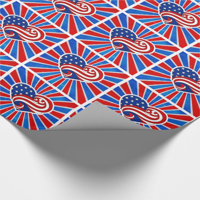 US Flagge des Herzens in Rot-Weiß und Blau Geschenkpapier (Ecke)