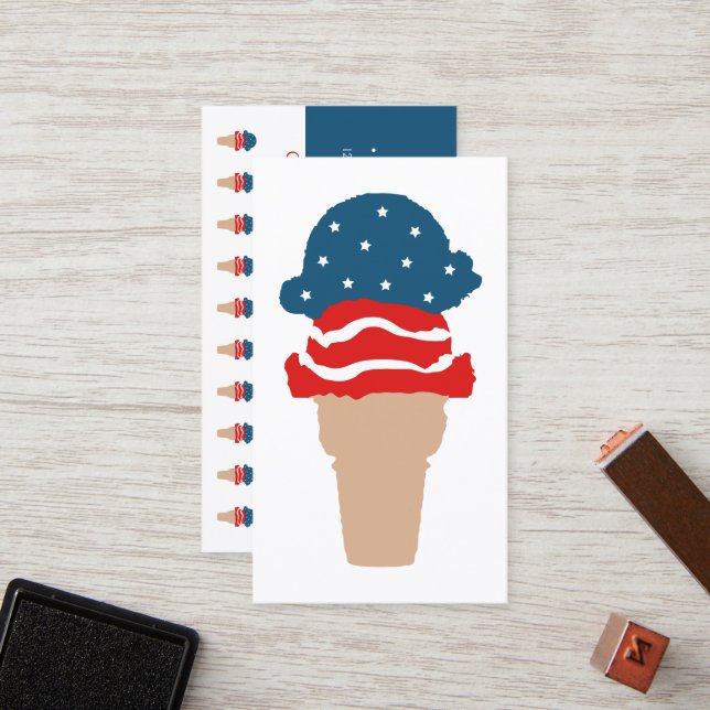 US Flagge Eiscreme-Loyalkarte Treuekarte (Vorderseite/Rückseite Beispiel)