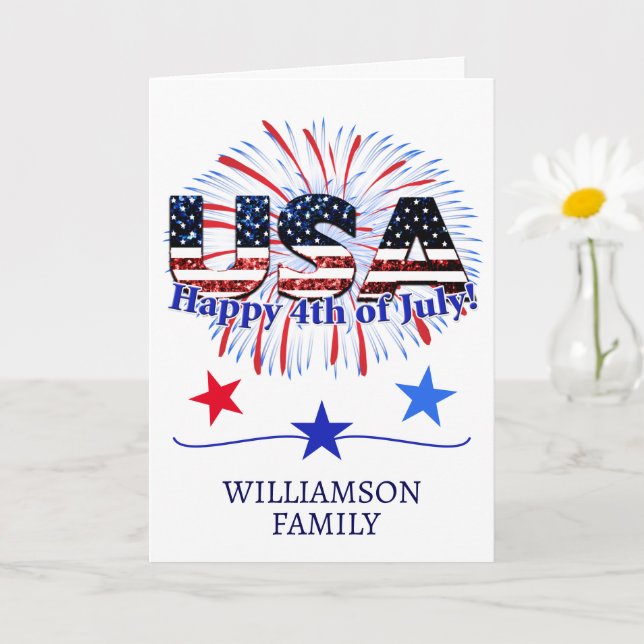 US-Flagge Feuerwerk 4. Juli Grußkarte Karte (Kleine Pflanze)