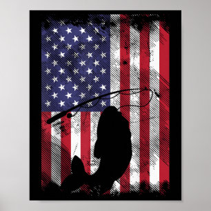 US-Flagge Fisch 4. Juli Angeln Patriotischer Fisch Poster