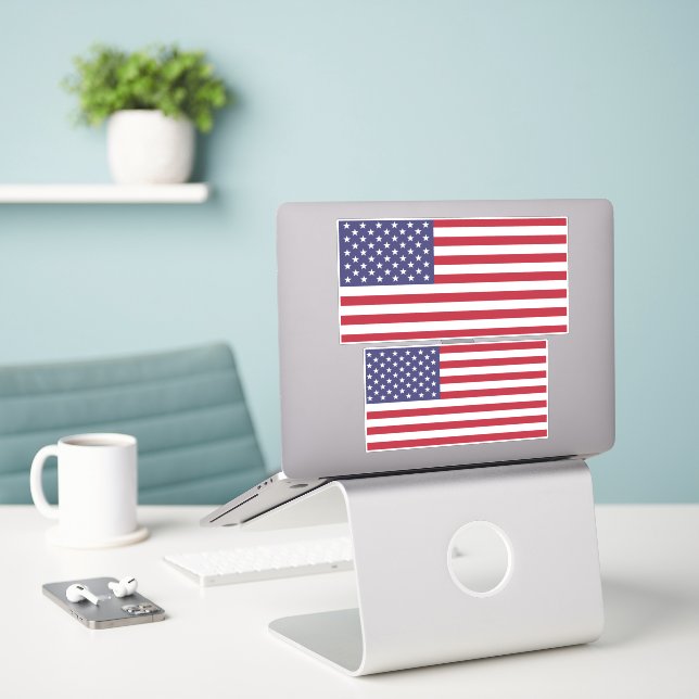 US-Flagge, Flagge der USA, amerikanische Flagge Aufkleber (Laptop auf Schreibtisch)