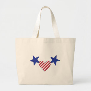 US Flagge-Flaggen des Red White Blue Heart Jumbo Stoffbeutel