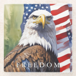 US-Flagge Freiheit Adler Motivierend Inspirierend Glasuntersetzer