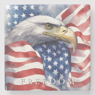 US-Flagge Freiheit Adler Motivierend Inspirierend Steinuntersetzer