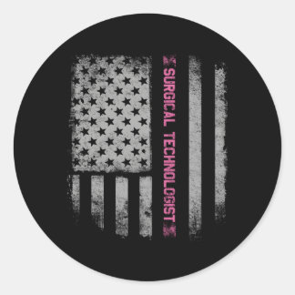 US-Flagge für Chirurgie Runder Aufkleber