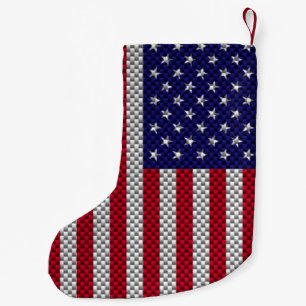 US-Flagge für Dekoration im Kohlenstofffaserstil Kleiner Weihnachtsstrumpf