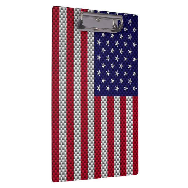 US-Flagge für Dekoration im Kohlenstofffaserstil Klemmbrett (Rechts)