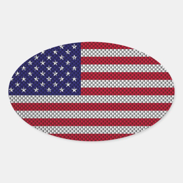 US-Flagge für Dekoration im Kohlenstofffaserstil Ovaler Aufkleber (Vorderseite)