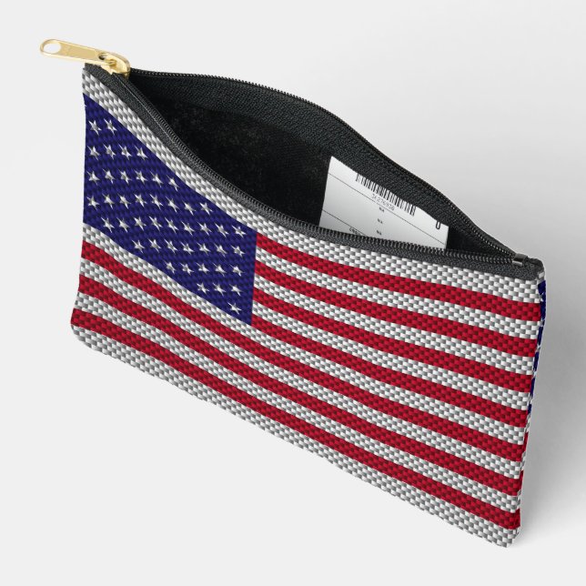 US-Flagge für Dekoration im Kohlenstofffaserstil Zubehörtasche (Offen)