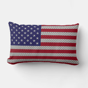 US-Flagge für Dekordrucke im Carbon Fibre-Stil Lendenkissen