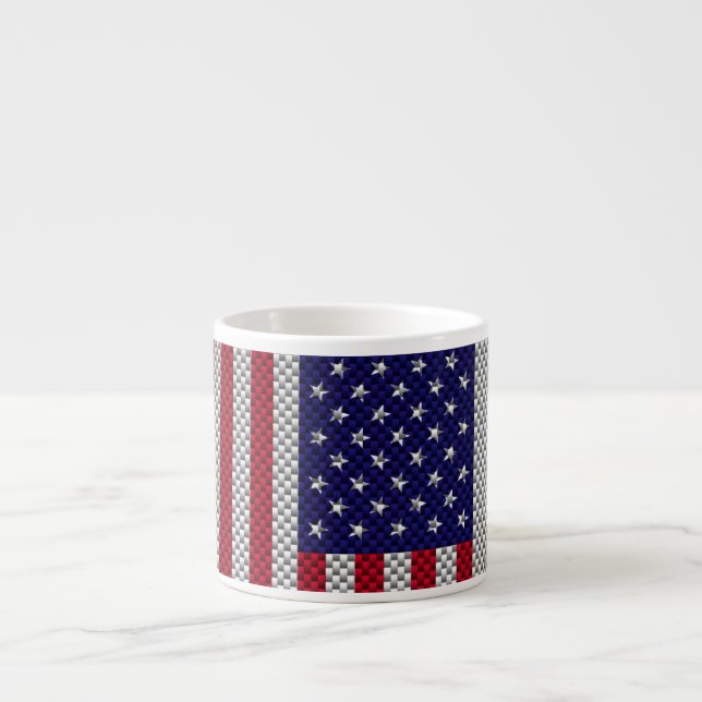 US-Flagge für Kohlenstofffaser wie Print Espressotasse (Vorderseite)