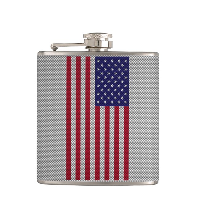 US-Flagge für Kohlenstofffaser wie Print Flachmann (Vorderseite)