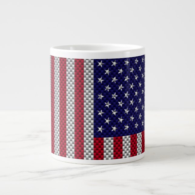 US-Flagge für Kohlenstofffaser wie Print Jumbo-Tasse (Vorderseite)