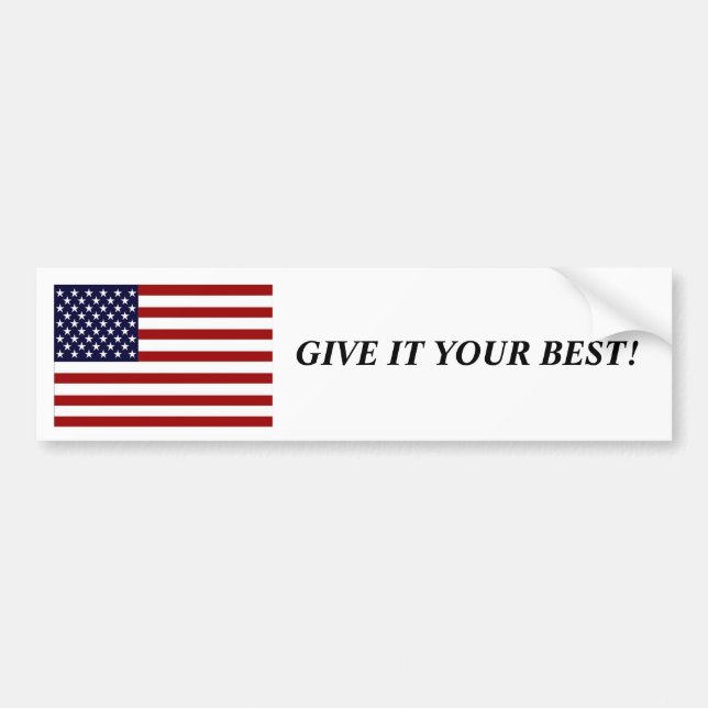 US-Flagge geben ihm Ihr Bestes! Autoaufkleber (Vorne)