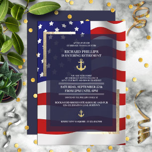 US-Flagge/Gold-Anker-Party für das militärische Ru Einladung