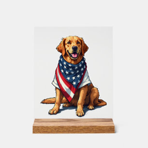 US-Flagge Golden Retriever Gravierter Hunde Liebha Acrylschild