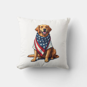 US-Flagge Golden Retriever Gravierter Hunde Liebha Kissen