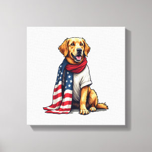 US-Flagge Golden Retriever Gravierter Hunde Liebha Leinwanddruck