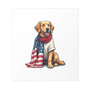 US-Flagge Golden Retriever gravierter Hunde Liebha Notizblock