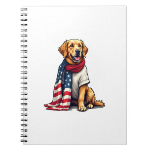 US-Flagge Golden Retriever Gravierter Hundeliebhab Notizblock