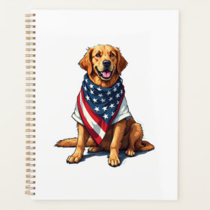 US-Flagge Golden Retriever Gravierter Hundeliebhab Planer