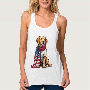 US-Flagge Golden Retriever Gravierter Hundeliebhab Tank Top