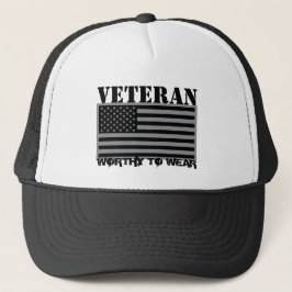 US-Flagge grau - Veteran - es lohnt sich zu tragen Truckerkappe