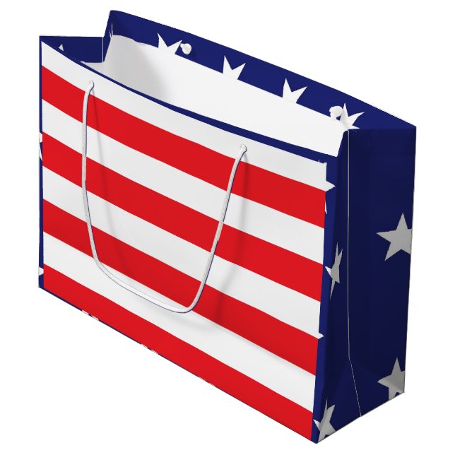 US Flagge Große Geschenktasche Rot Blau  Geschenktüte (Vorderseite Schrägansicht)