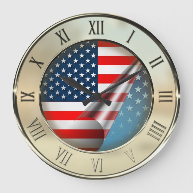 US-Flagge Große Wanduhr (Vorderseite)