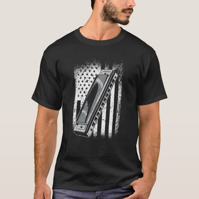 US-Flagge Harmonikaspieler  1 T-Shirt (Vorderseite)