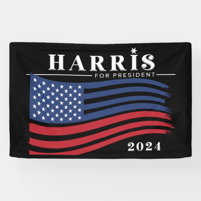 US Flagge Harris für Präsident 2024 Banner (Horizontal)