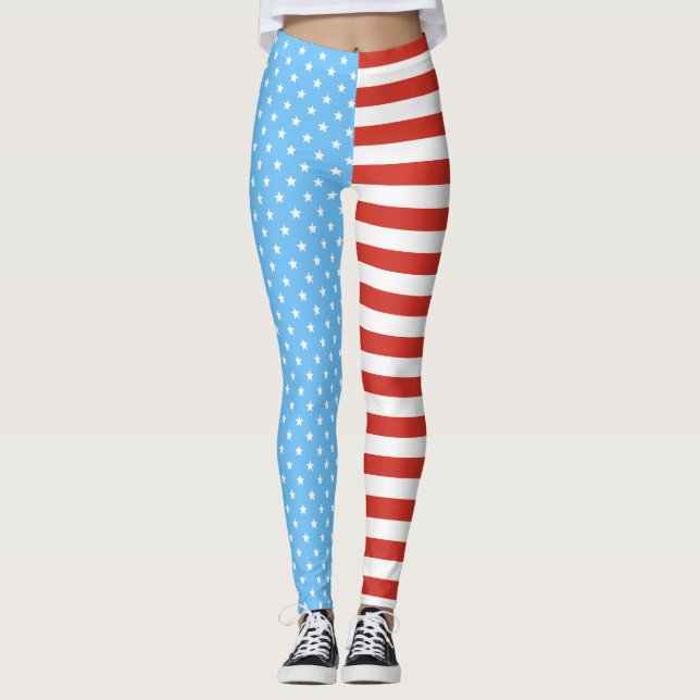 US Flagge (hellblau/Rot) Leggings (Vorderseite)