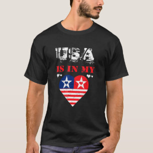 US-Flagge Herz Amerikanisch Patriotische Streitkrä T-Shirt