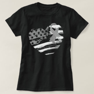 US-Flagge Herz-Hirn-Krebs-Bewusstsein T-Shirt