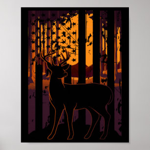 US-Flagge Hirschjagd Einstellung Sonnenblumenjäger Poster