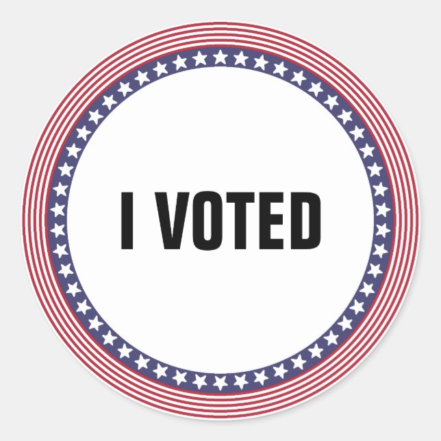 US-Flagge "I Voted" (ZOLLBARER TEXT) Runder Aufkleber (Vorderseite)
