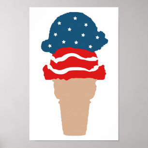 US Flagge Ice Creme Cone Poster