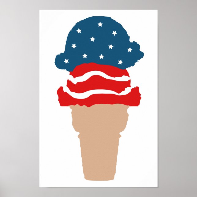 US Flagge Ice Creme Cone Poster (Vorne)
