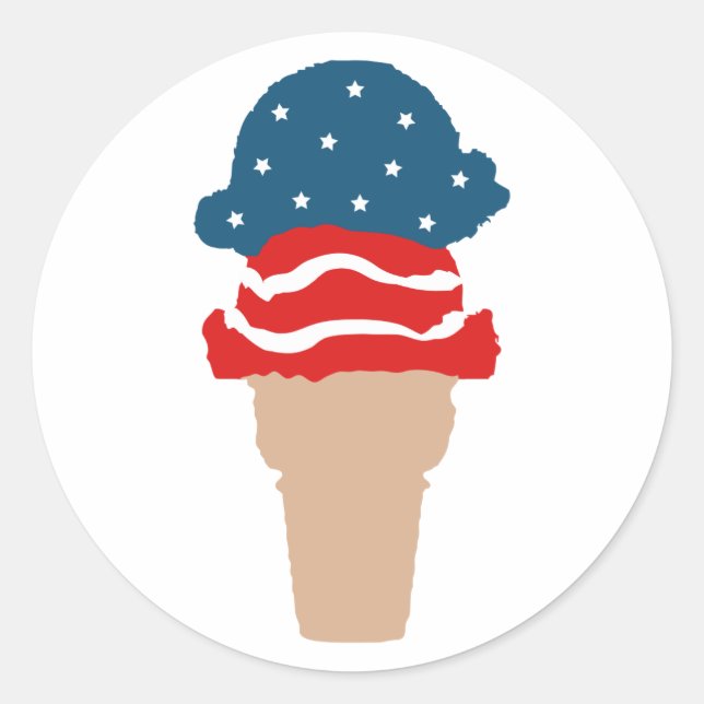 US Flagge Ice Creme Cone Runder Aufkleber (Vorderseite)