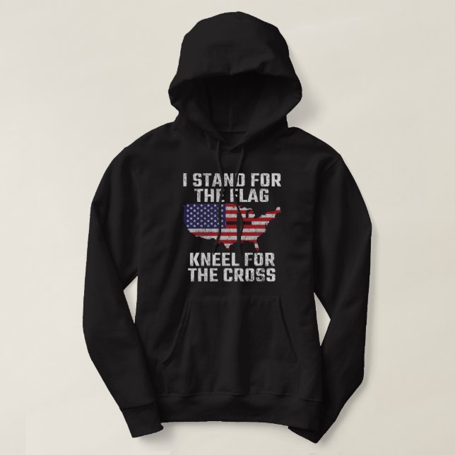 US-Flagge Ich stehe für die Flagge und Knie für di Hoodie (Design vorne)