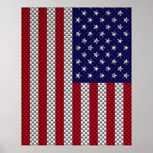US-Flagge im Kohlenstofffaser-Stil-Dekor Poster