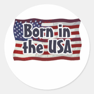 US Flagge - in den USA Geboren Runder Aufkleber